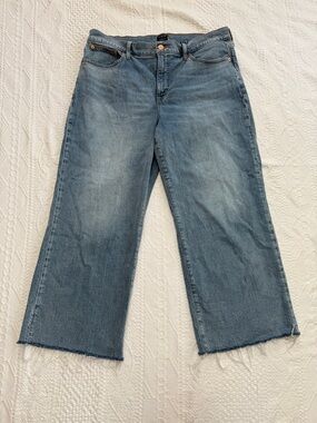 J Crew Wide Leg Crop Denim Jeans Raw Hem Women’s Size 32